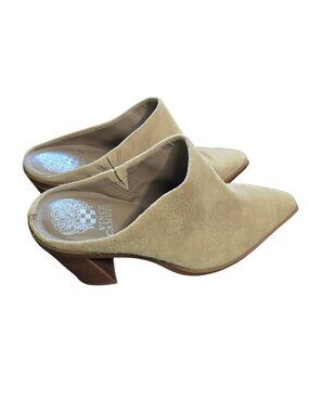 Vince Camuto Weeren Western Inspired Pointed Toe Tan Suede Mules Size 8.5M